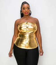 Load image into Gallery viewer, Gold Riches - Plus Size Leather Top

