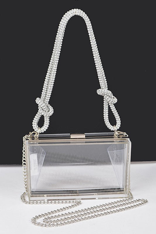 Acrylic Clear Clutch w/ Rhinestone Handle