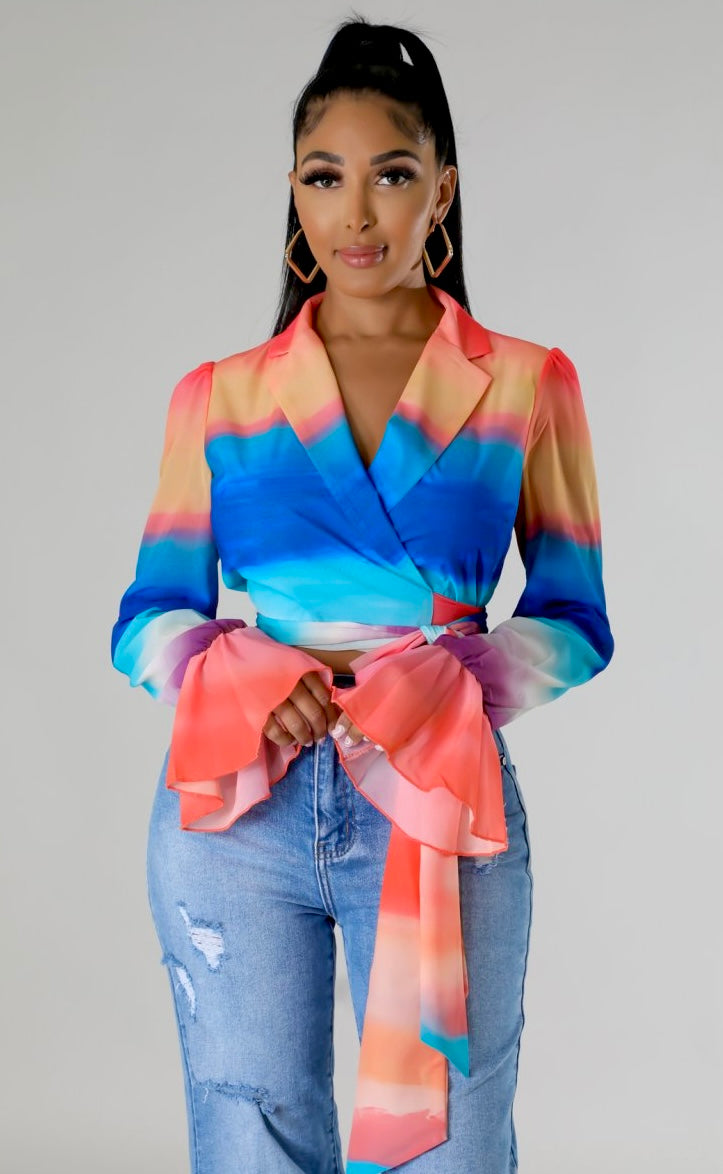 What’s The Move - Cropped Flare Sleeve Top