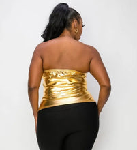Load image into Gallery viewer, Gold Riches - Plus Size Leather Top
