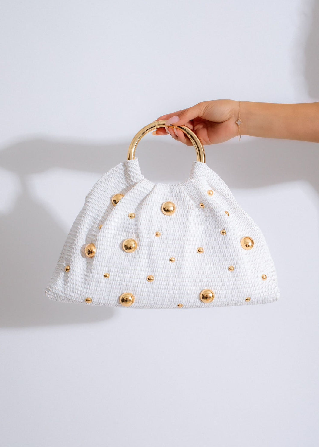 Gold/White - Straw Bag