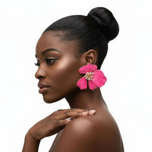 Load image into Gallery viewer, Vibrant Hibiscus - Statement Earrings
