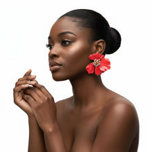 Load image into Gallery viewer, Vibrant Hibiscus - Statement Earrings

