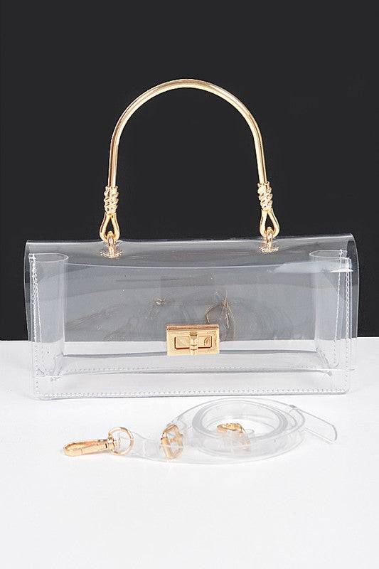 Transparent Clutch w/ Gold Handle