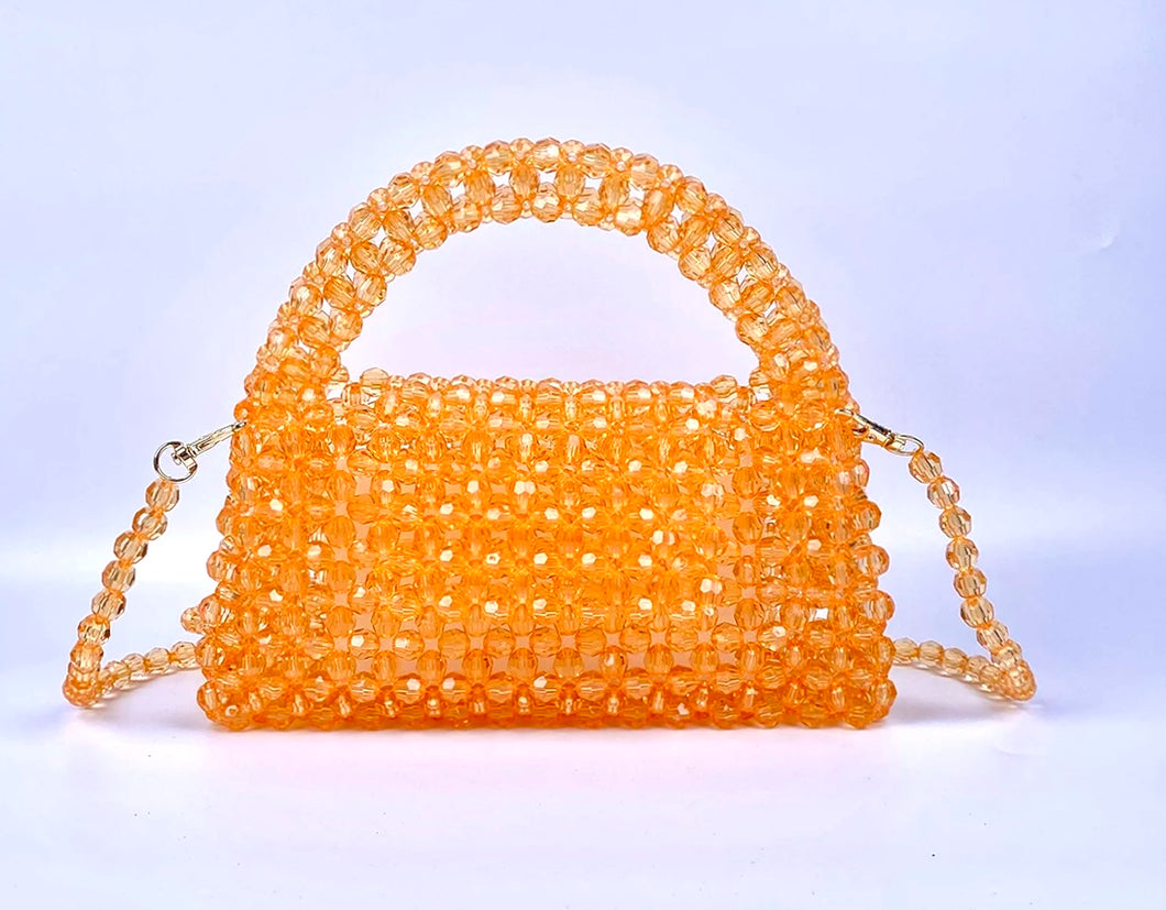 Orange Crystals Clutch w/ Side Strap