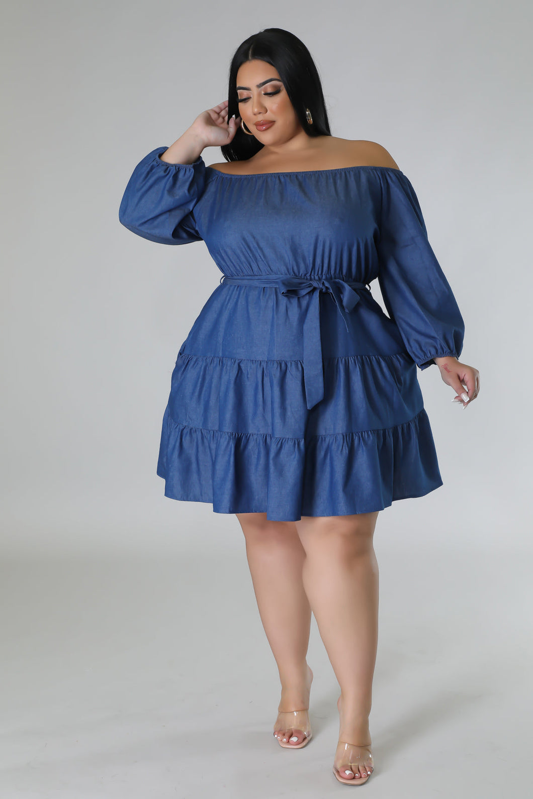 Ps, I Love Denim - Plus Off-Shoulder Dress