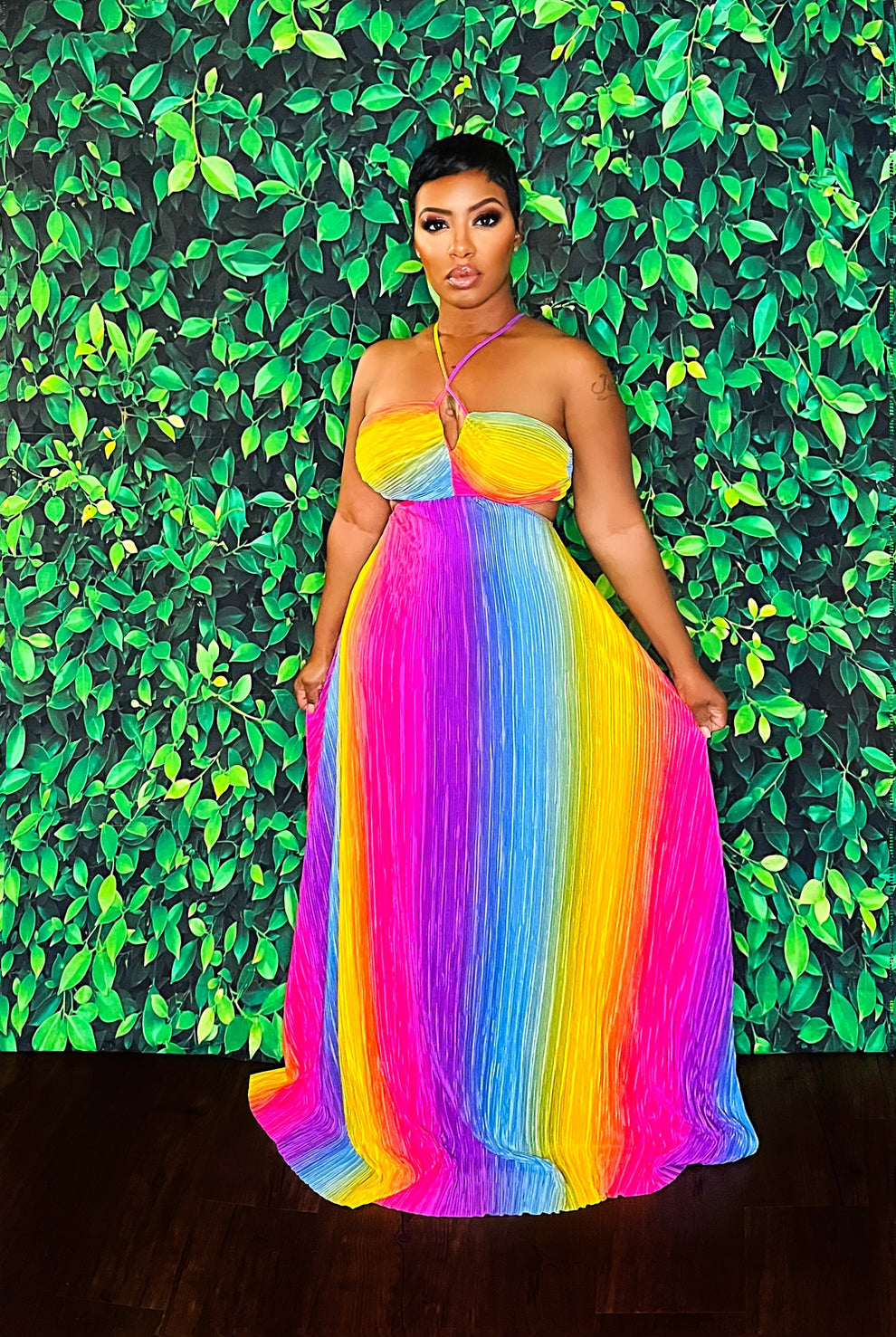 Risky Rainbow - Open Back Maxi Dress