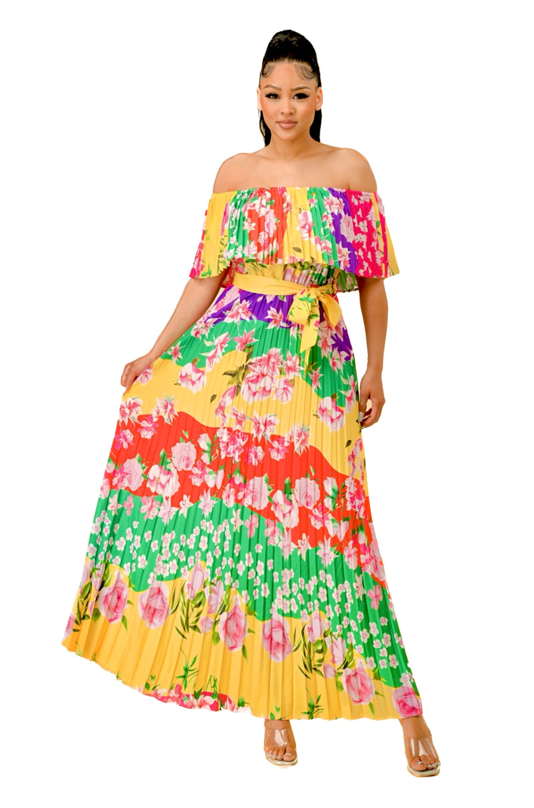 Floral Fantasy - Pleated Maxi Dress