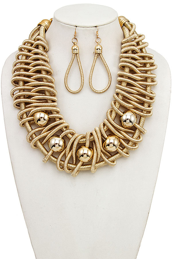 Gold Threaded Necklace Set