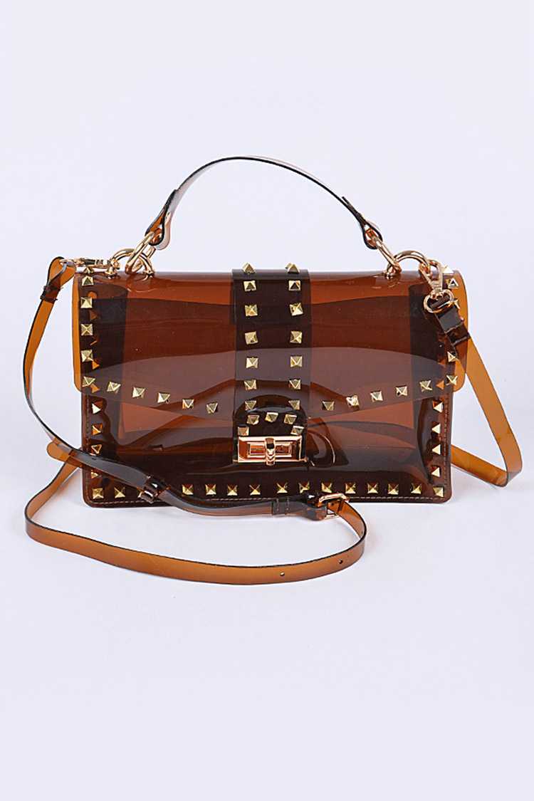 Chocolate Studded Clutch Bag