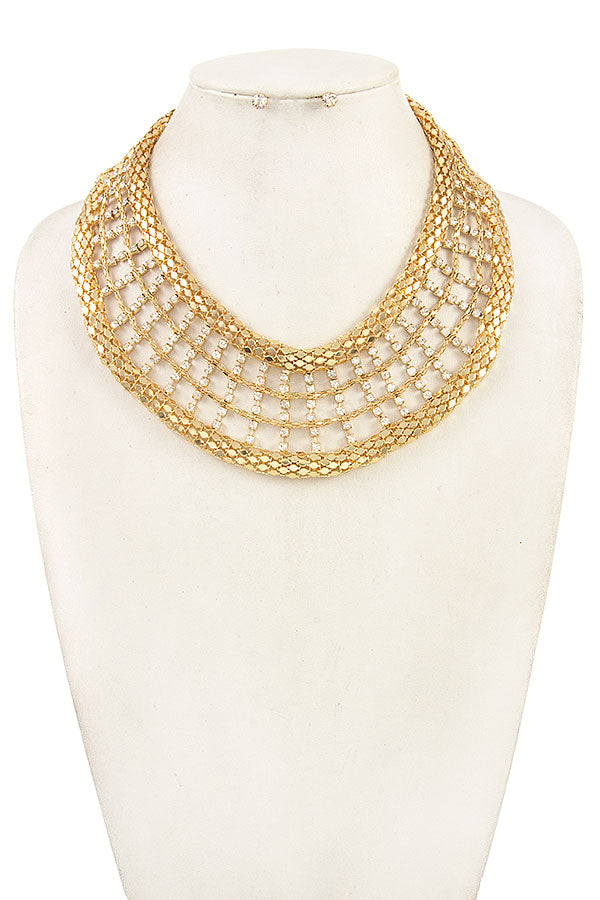 Gold Cage Rhinestone Necklace