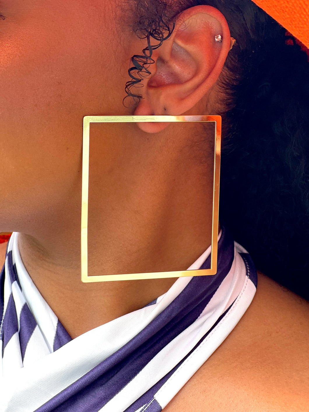 Gold Square Hoops