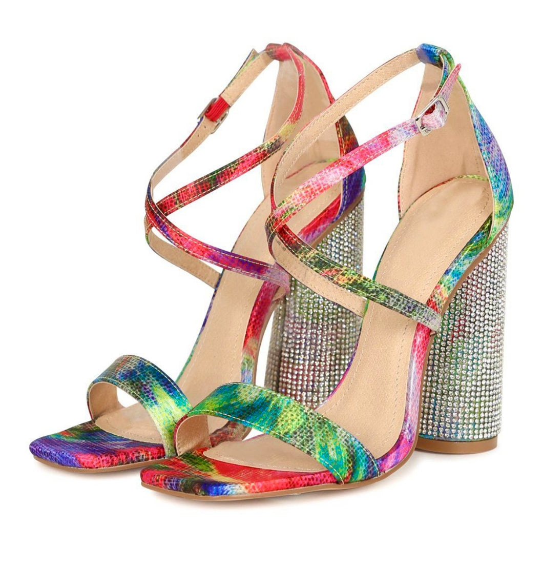 Printed Rhinestone Heels