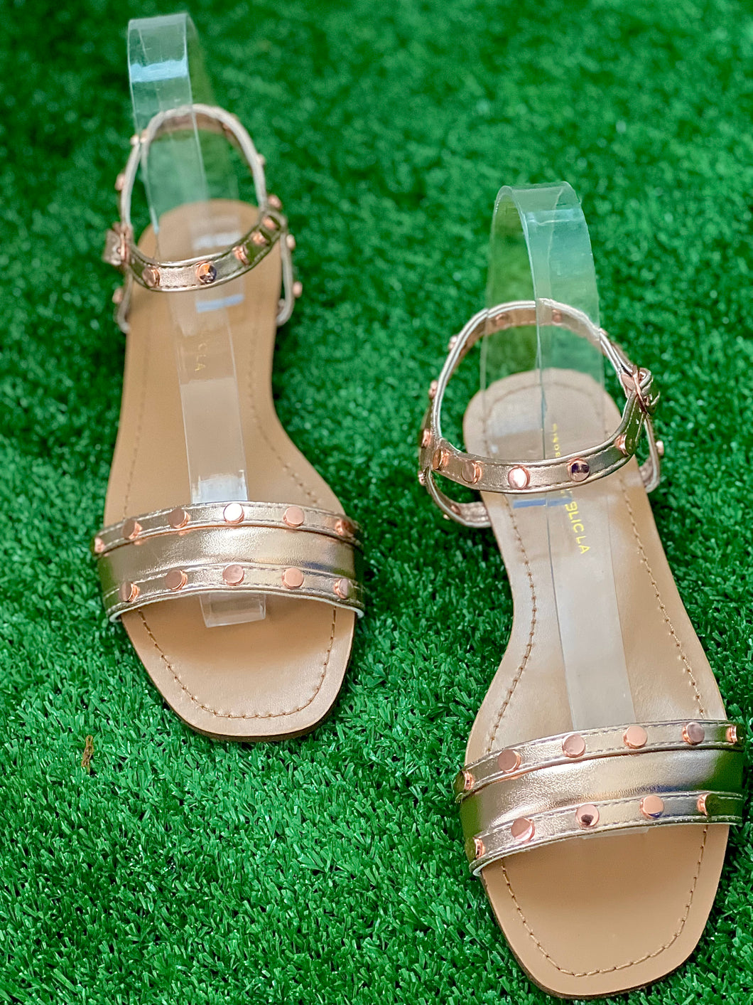 Rose Gold Studded Sandals