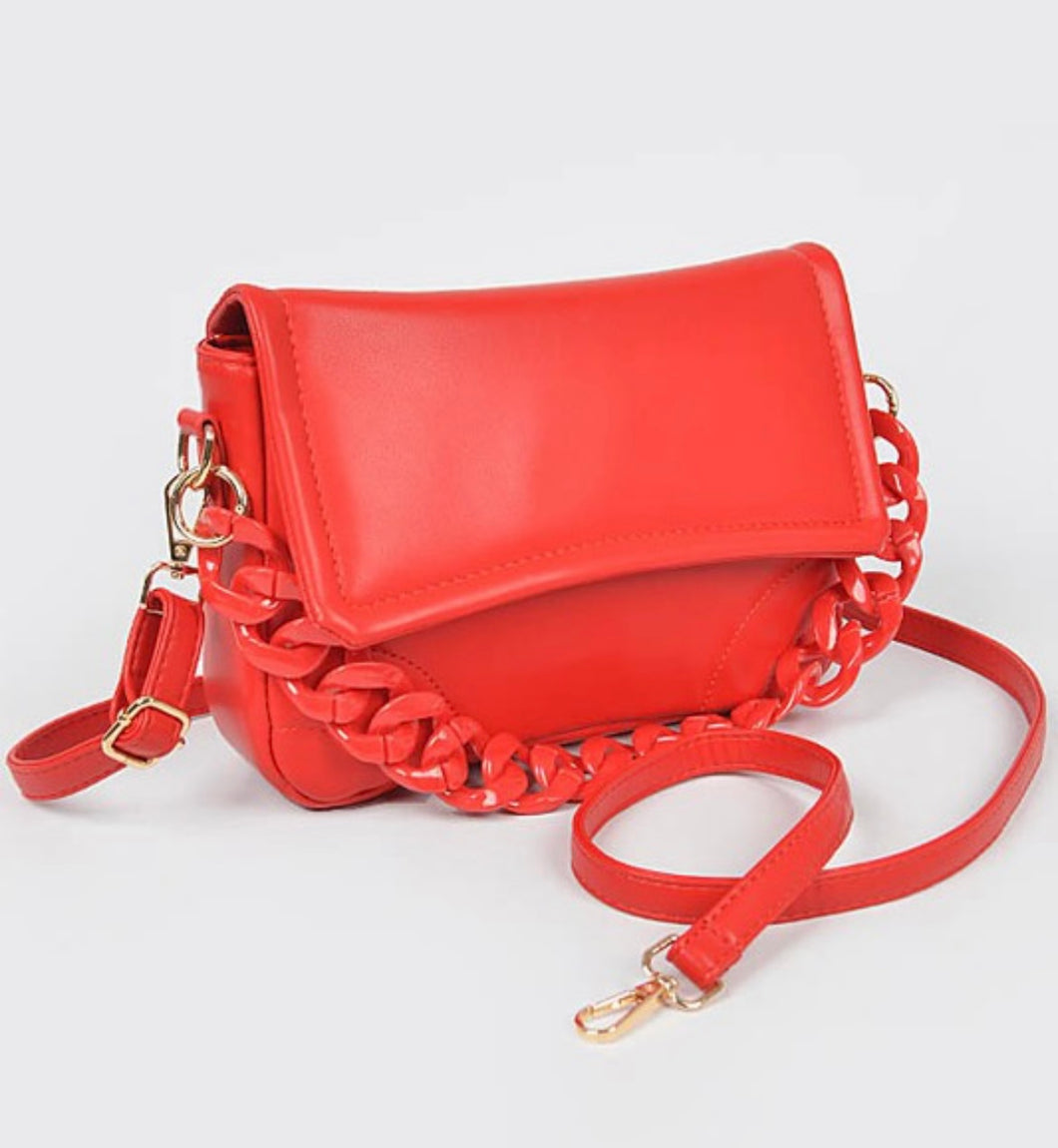 Red (Leather) - Chain Clutch