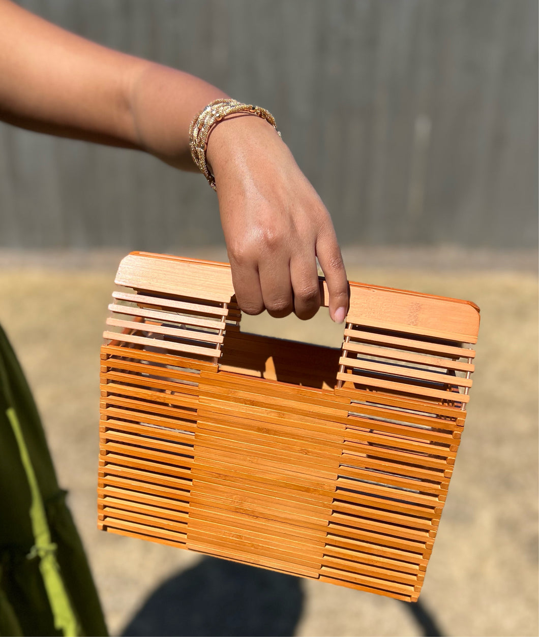 Chestnut Brown Bamboo Clutch