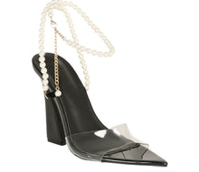 Load image into Gallery viewer, Clear Chunky Heels w/ Pearls
