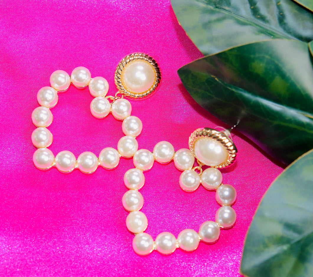 Heart-Shaped Pearl Earrings