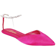 Load image into Gallery viewer, Rhinestone Satin Flats
