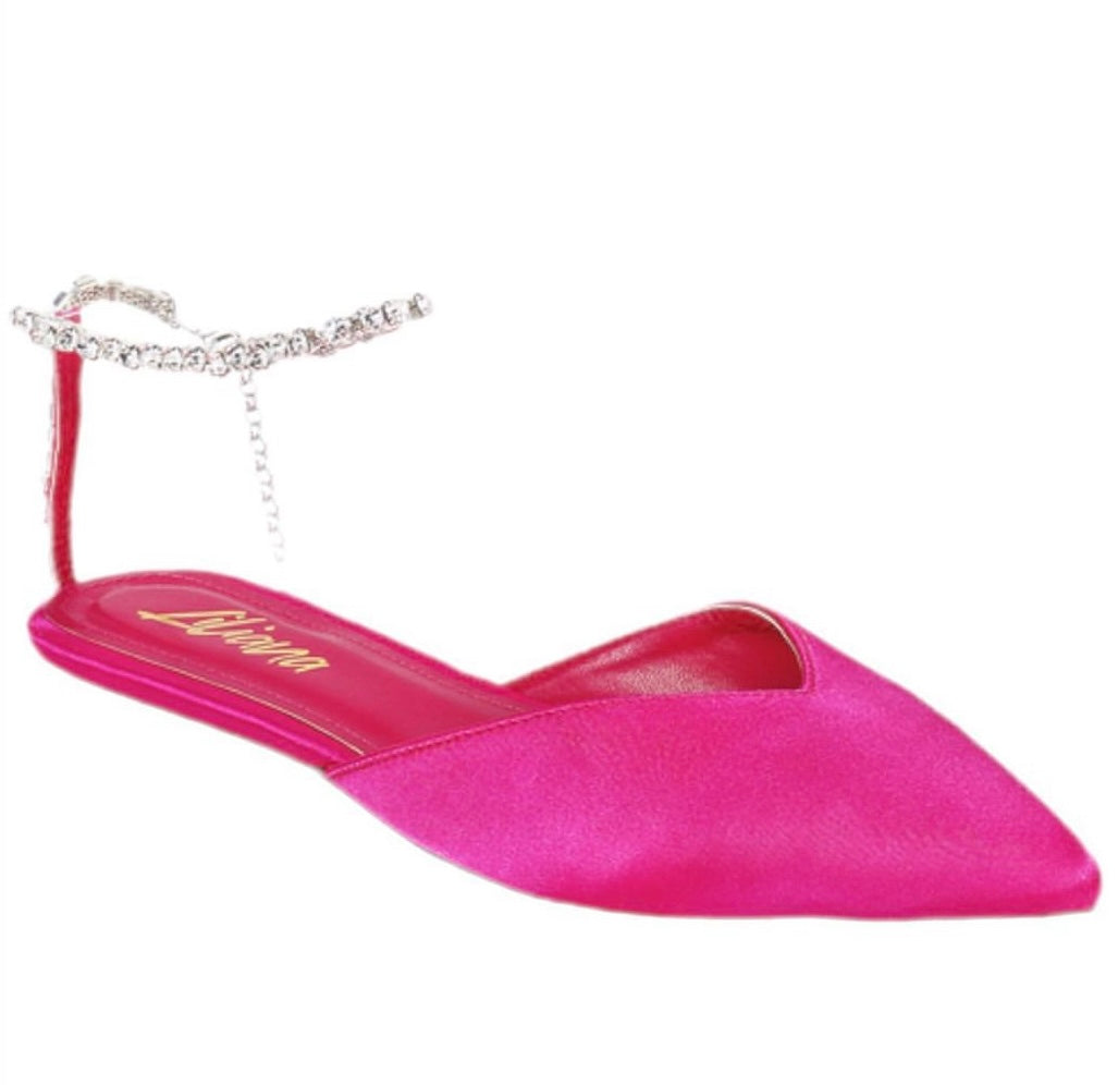 Rhinestone Satin Flats