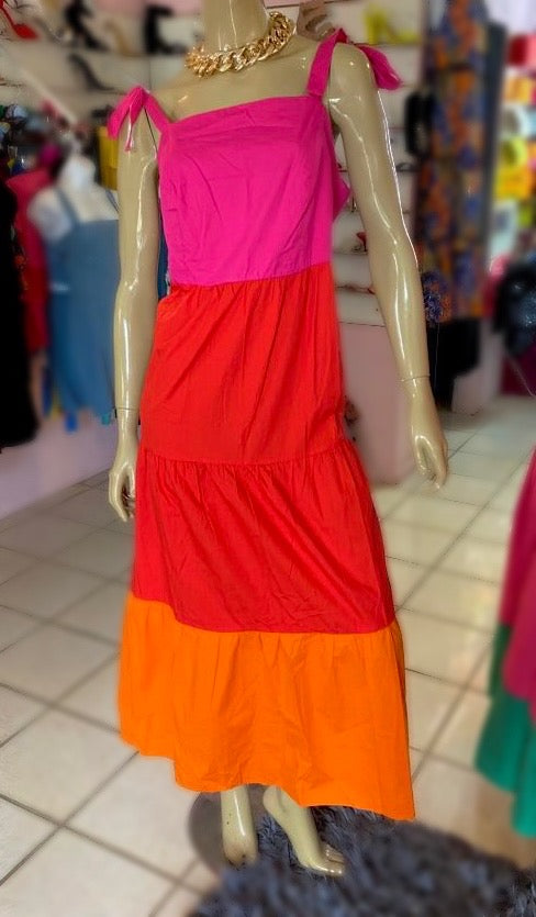 Tri-Colored Maxi Dress